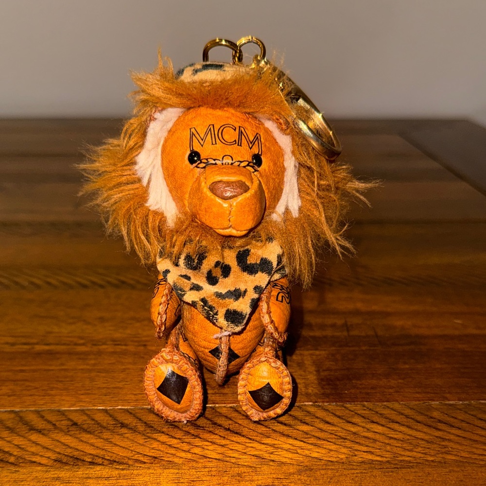 MCM Lion Keychain with Leopard Scarf